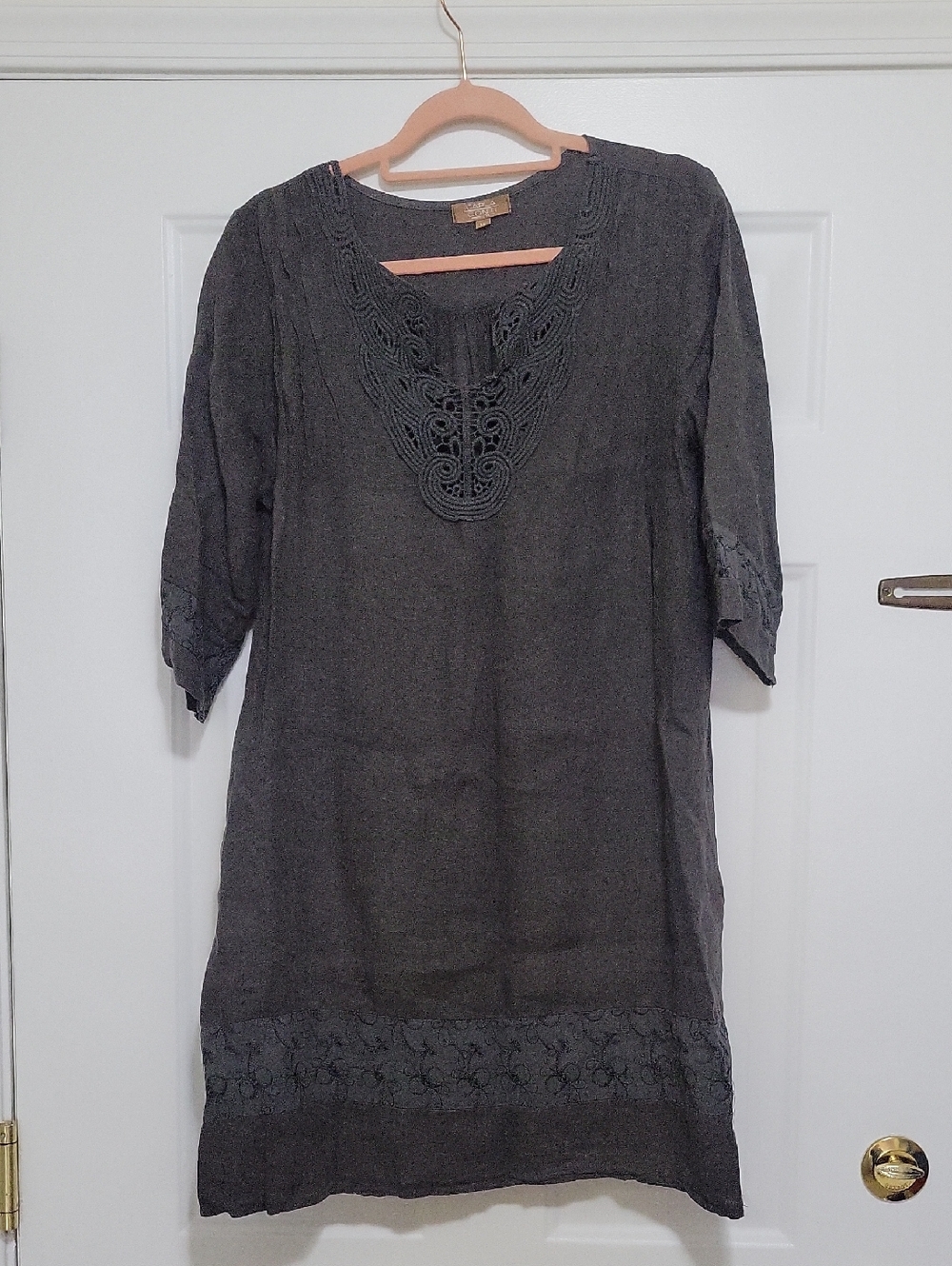 Embroidered 100% Linen Tunic Dress